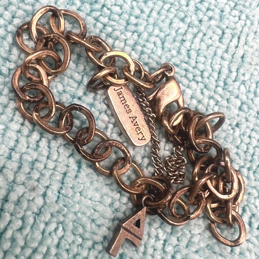Vintage James Avery Sterling Silver Charm Bracelet Stylized AL Charm Sz 7 8.6g